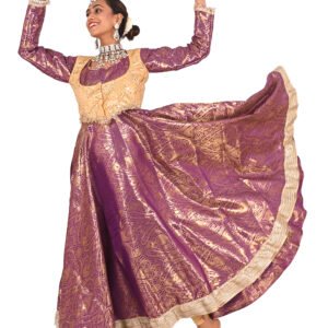 Kathak Purple Brocade Bollywood (Mrs Movie) inspired Anarkali 14 mts flare with Creame Koti