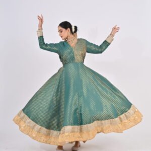 Kathak Mughal 8 mts flare Anarkali with Plated details and Dupatta
