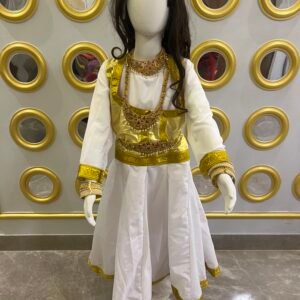 White Kathak Anarkali Kids