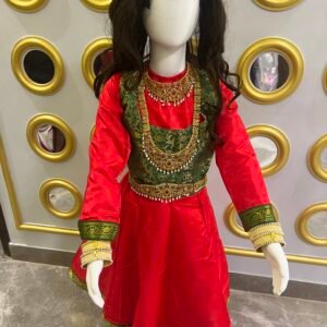 Red Kathak Anarkali Kids