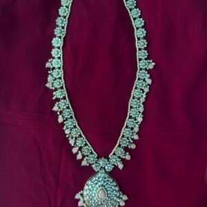 Intricate turquoise and pearl design Necklace