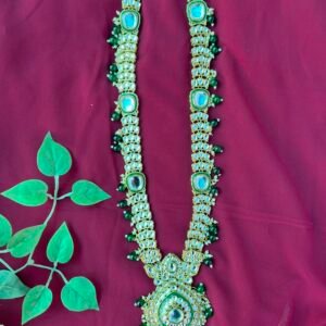 Traditional Kundan Green and Red Necklace