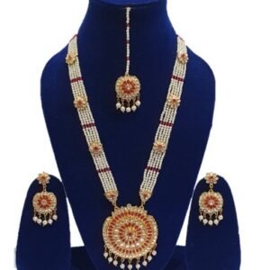 Peach Rani Haar with Mangtikka & Earrings
