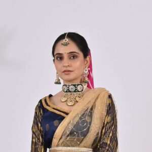 Green Choker with Mangtika and Earrings