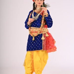 Krishna Costume with Velvet Angrakha, Dhoti, Stole, Dupatta, Mala, Pagadi,Choker, Necklace, Earrings, Bajuband, Kamarband & Bangles