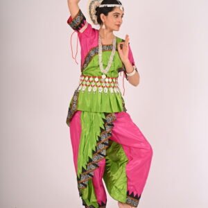 Green and Pink Traditional Oddissi Dress