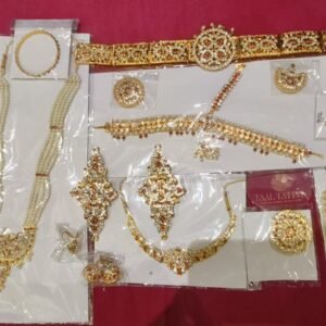 Silver White 16 pieces Bharatnatyam Jwellery Set