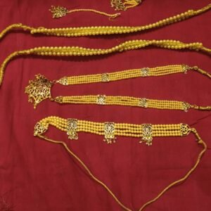 Bharatnatyam Jwellery Set with Mangtika, Choker, Ranihaar, Earrings and Belt